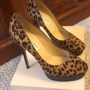 Jimmy choo size 37 1/2 platform lepord heel